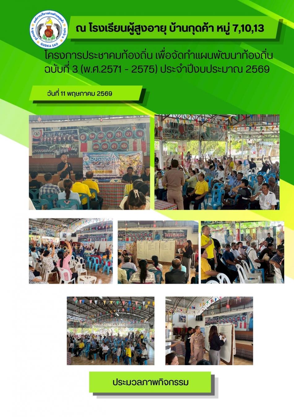 ภาพกิจกรรมโครงการประชุมประชาคมท้องถิ่นเพื่อจัดทำแผนพัฒนาท้องถิ่น ฉบับที่ 3 (พ.ศ.2571-2575)  ประจำปีงบประมาณ พ.ศ.2569